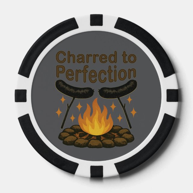 Charred to Perfection Funny Campfire Hot Dog Poker Chips (Front)