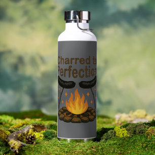 Charred to Perfection Funny Campfire Hot Dog Water Bottle
