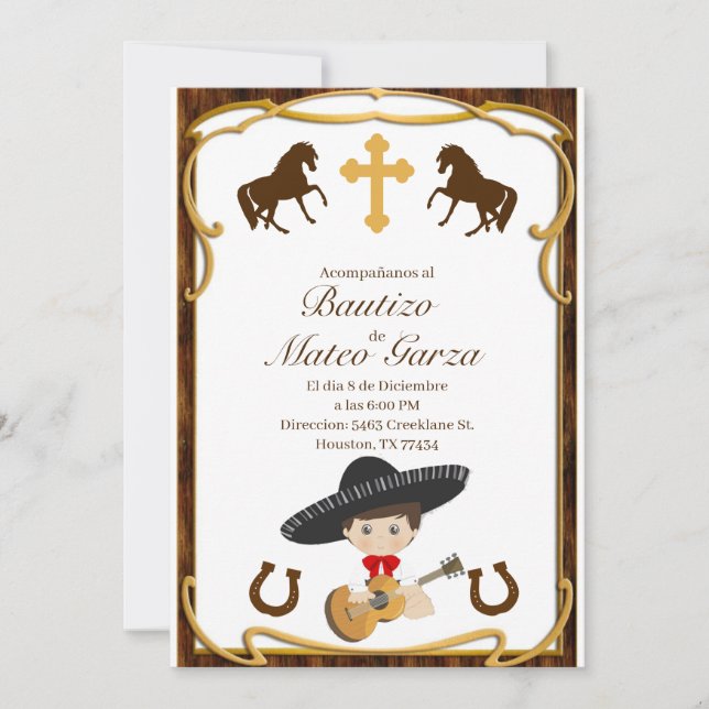 CHARRO BAUTIZO INVITATIONS (Front)