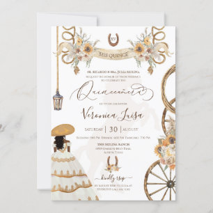 Charro Floral Boho Rustic Country Quinceanera Invi Invitation