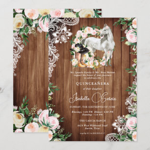 Charro Horse Cowgirl Quinceañera 15th Birthday Invitation