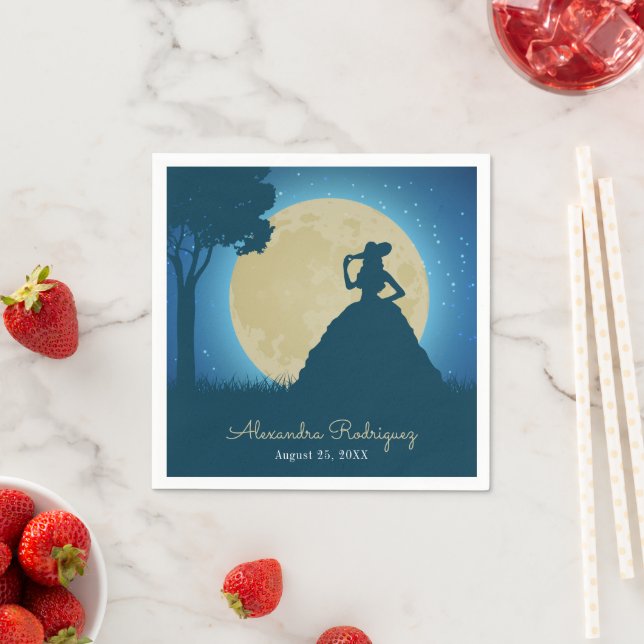 Charro Silhouette with Moon Quinceanera Napkin (Insitu)