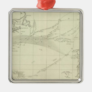 Chart of the Atlantic Ocean Metal Ornament