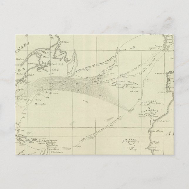 Chart of the Atlantic Ocean Postcard (Front)