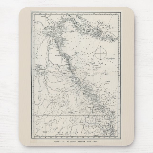 Chart of the Great Barrier Reef Area Map Mouse Pad (Front)