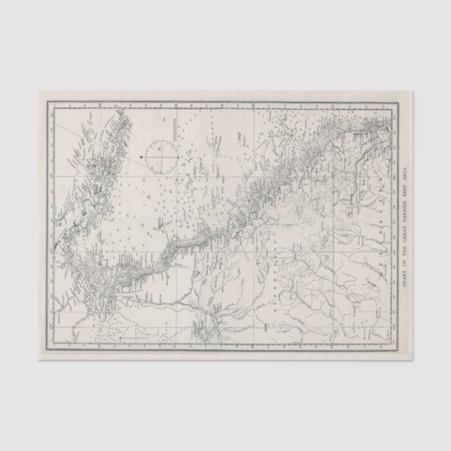 Chart of the Great Barrier Reef Area Map Tissue Paper (Front)