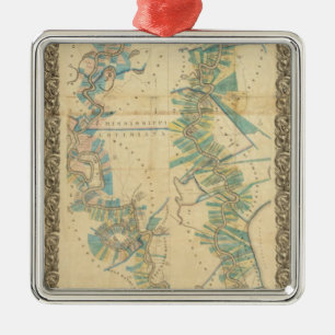 Chart of The Lower Mississippi River Metal Ornament