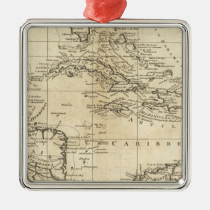 Chart of the West Indies 2 Metal Ornament