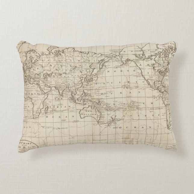 Chart of the World Decorative Pillow (Front)