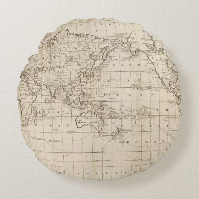 Chart of the World Round Pillow (Front)