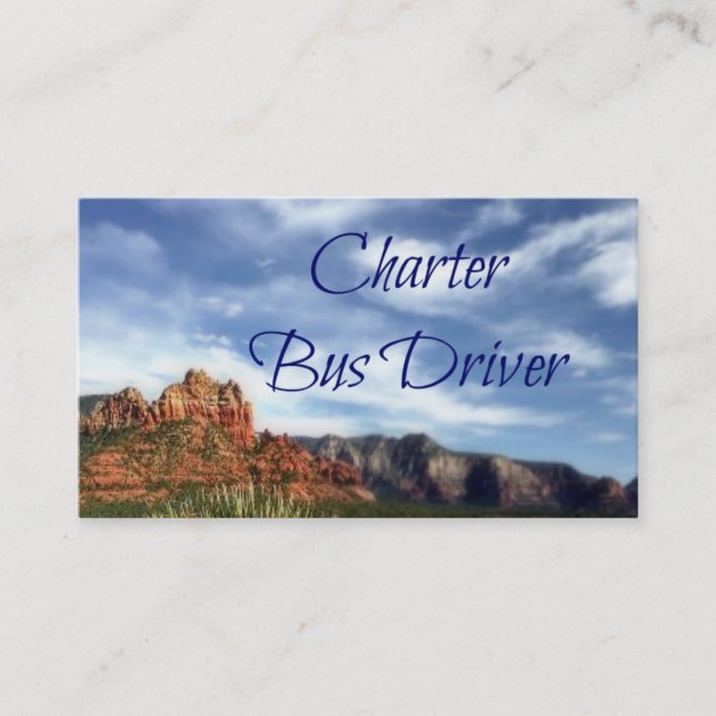 Charter Bus Driver Scenic Desert Background Business Card (Front)