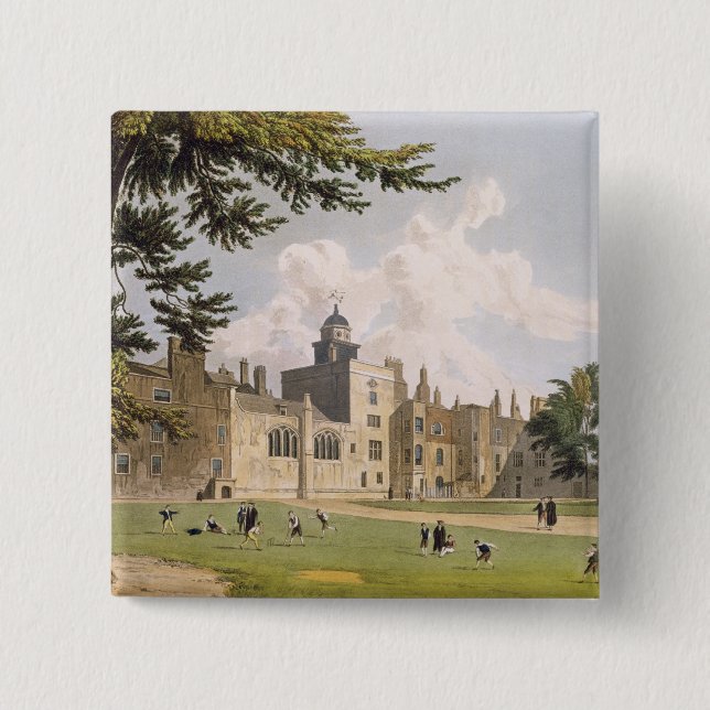Charter House from the Play Ground, from 'History 2 Inch Square Button (Front)