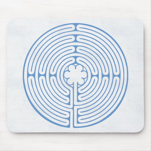 Chartres Labyrinth Blue Mouse Pad (Front)