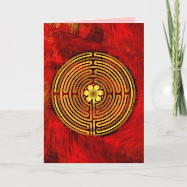 Chartres Labyrinth Fire Greeting Card (Front)