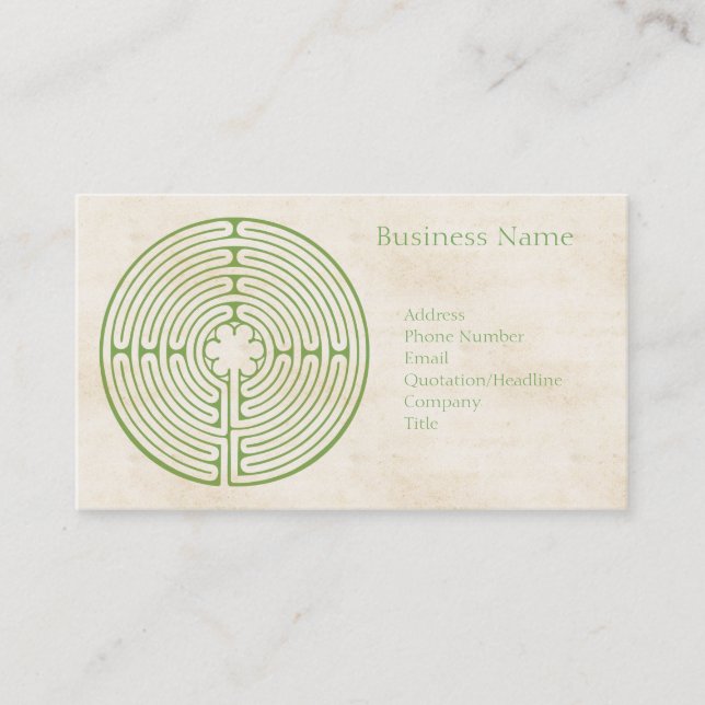 Chartres Labyrinth Green Business Card (Front)