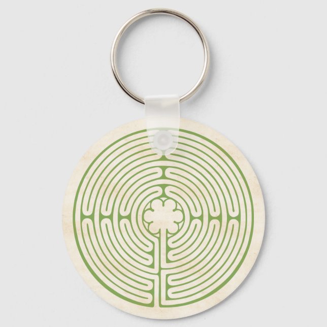 Chartres Labyrinth Green Keychain (Front)