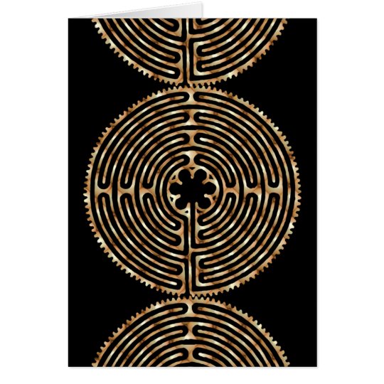 Chartres Labyrinth Pearl Dark Paths Blank Card