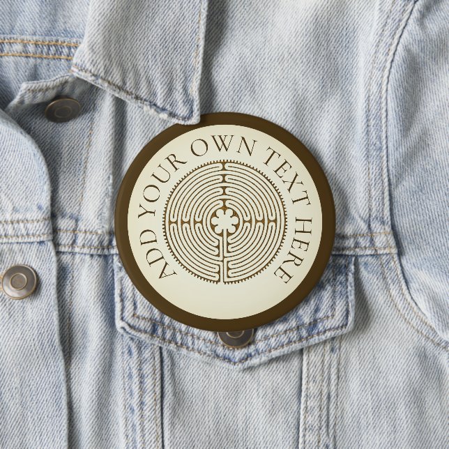 Chartres Labyrinth - Spiritual Symbol Antique 1 4 Inch Round Button (In Situ)