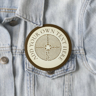 Chartres Labyrinth - Spiritual Symbol Antique 1 4 Inch Round Button