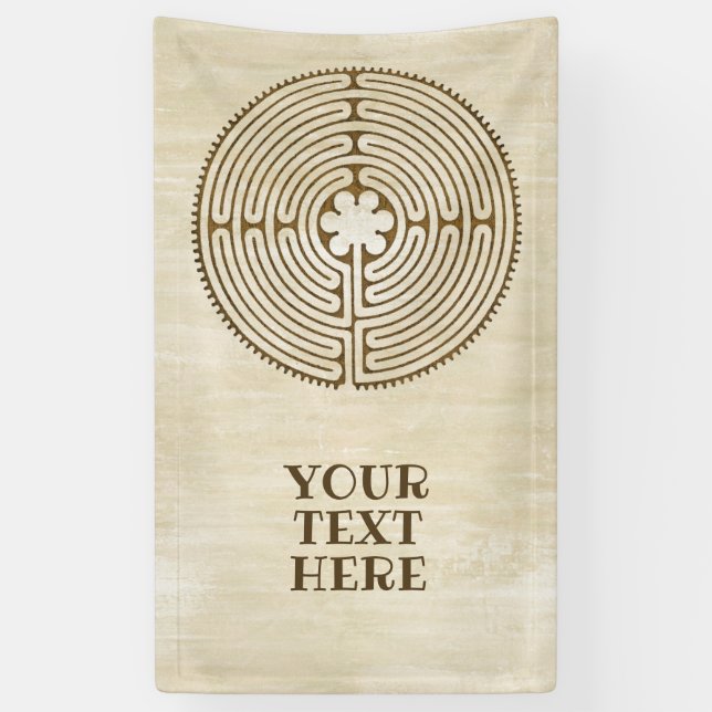 Chartres Labyrinth - Spiritual Symbol Antique 1 Banner (Vertical)