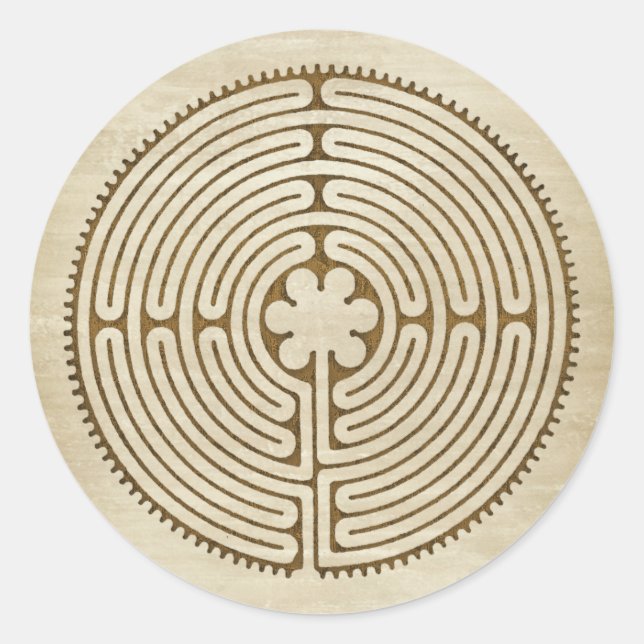 Chartres Labyrinth - Spiritual Symbol Antique 1 Classic Round Sticker (Front)