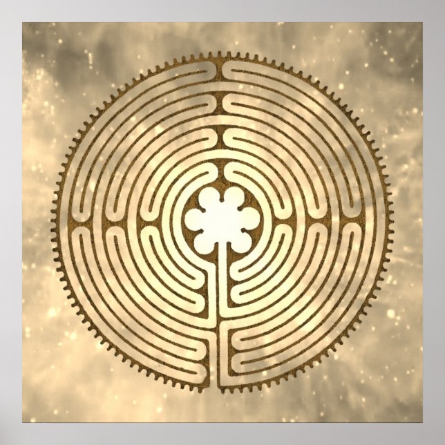 Chartres Labyrinth - Spiritual Symbol Antique 1 Poster (Front)