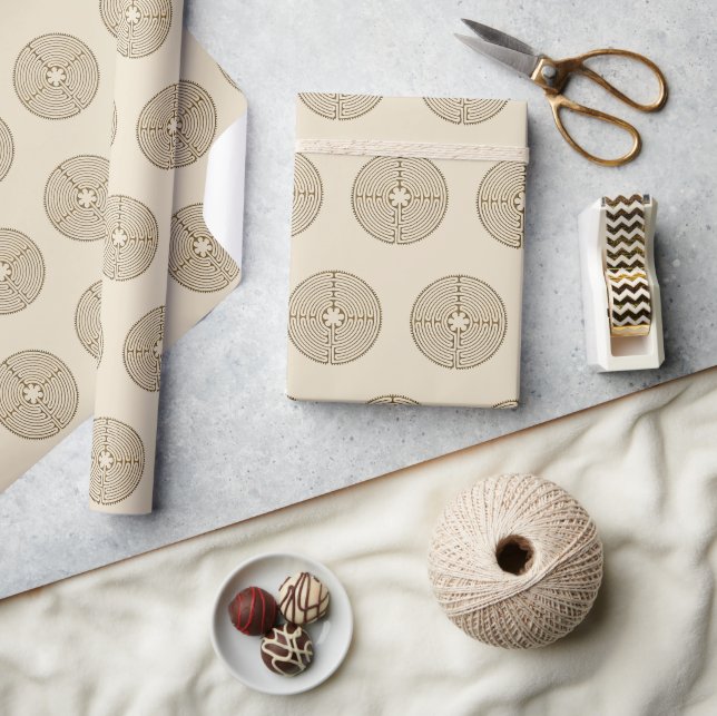 Chartres Labyrinth - Spiritual Symbol Antique 1 Wrapping Paper (Crafts)