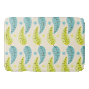 Chartreuse and Aqua leaves bath mat