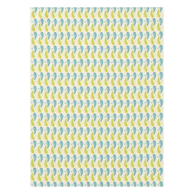 Chartreuse and Aqua leaves table cloth (Front)