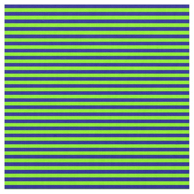 Chartreuse and Dark Blue Coloured Stripes Fabric (Close Up)