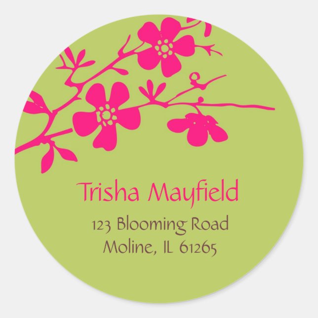 Chartreuse and Fusia Blossoms, Address Labels (Front)
