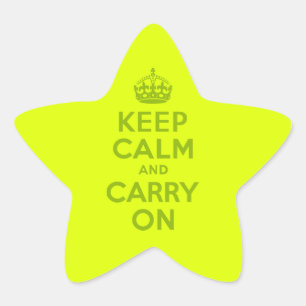 Chartreuse and Green Keep Calm and Carry On Star Sticker