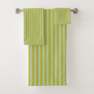Chartreuse and Pistachio Green Stripes  Bath Towel Set