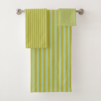 Chartreuse and Pistachio Green Stripes Bath Towel Set