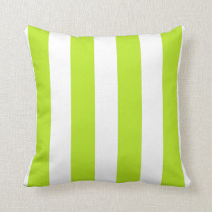 Chartreuse and White Striped Throw Pillow
