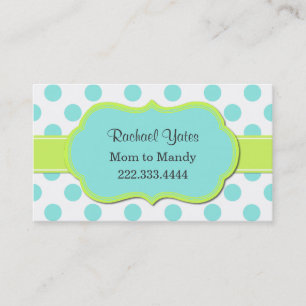 Chartreuse & Aquamarine Mommy Play Date Card