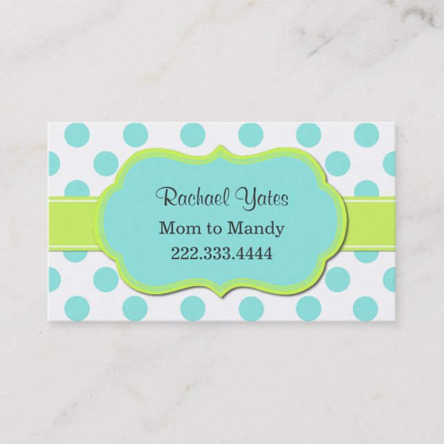 Chartreuse & Aquamarine Mommy Play Date Card (Front)