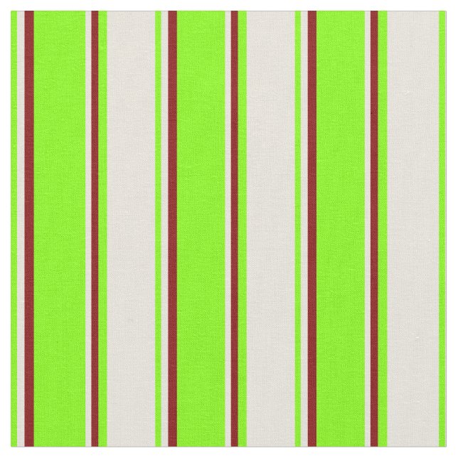 Chartreuse, Beige & Maroon Stripes Fabric (Close Up)