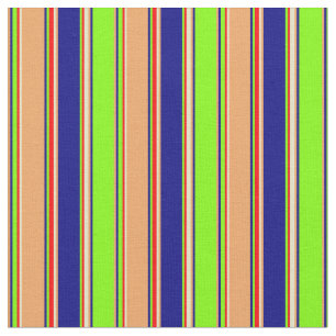 Chartreuse, Blue, Brown, Goldenrod & Red Lines Fabric