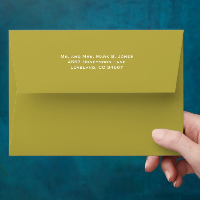 Chartreuse Damask Wedding Envelopes (Hand)