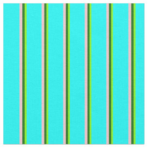 Chartreuse, Dark Green, Pink & Cyan Coloured Lines Fabric