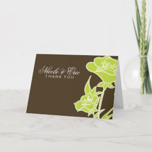 Chartreuse et Brown Florale Merci Cartes