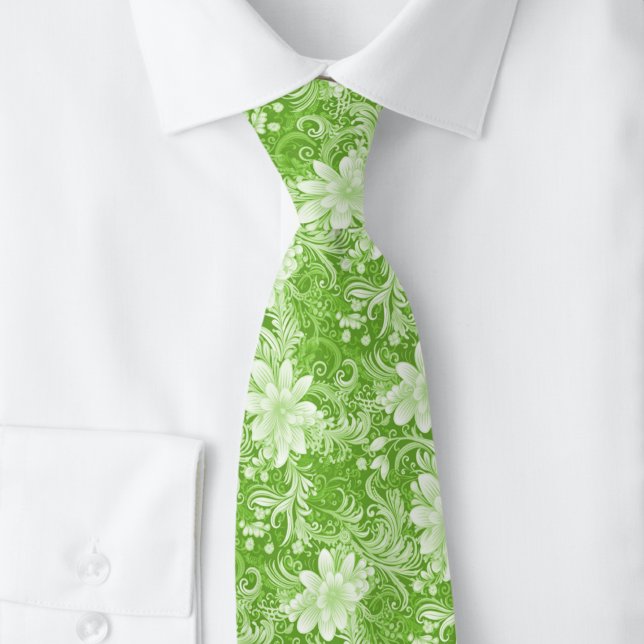 Chartreuse Floral Batik Tie (Creator Uploaded)