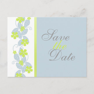 Chartreuse Flowers Save the Date Postcard