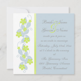 Chartreuse Flowers Wedding Invitation