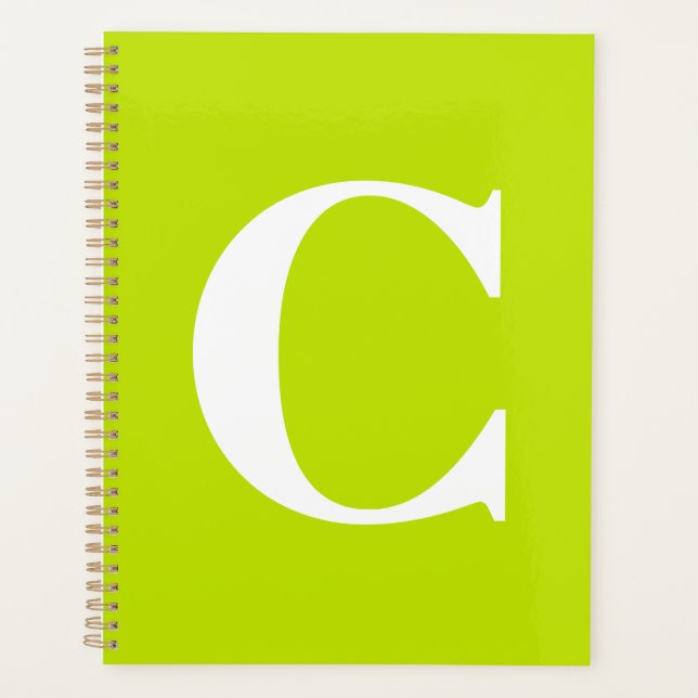 Chartreuse Fluorante Yellow Neon Nom Monogramme (Devant)