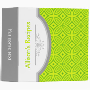 Chartreuse geometric pattern, frame recipe binder