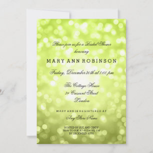 Chartreuse Glitter Lights Elegant Bridal Shower Invitation