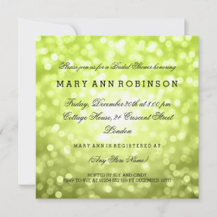 Chartreuse Glitter Lights Elegant Bridal Shower Invitation