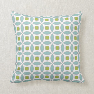 Chartreuse Green and Eggshell Blue Metro Pattern Throw Pillow